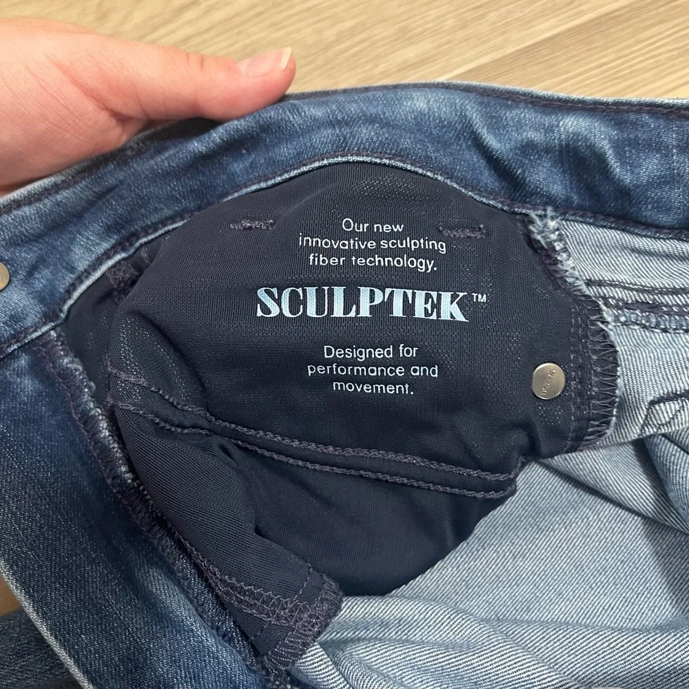 Athleta Sculptek Skinny Jeans Raw Hem Stretch Sculpting Denim Size 4